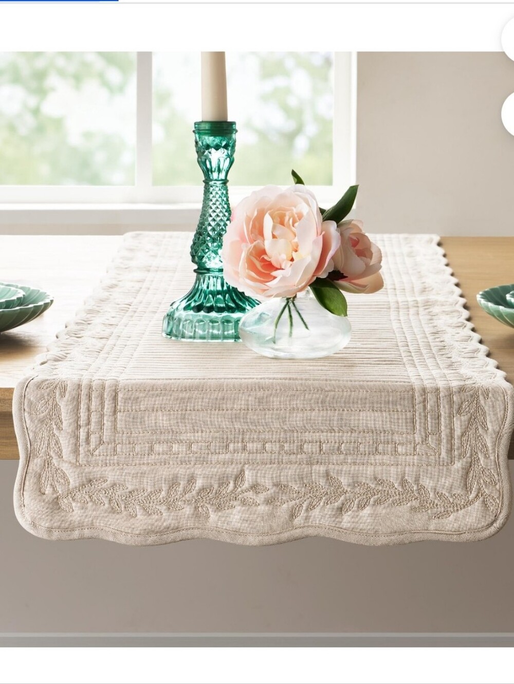 ❤️ New The Pioneer Woman Mini Gingham Beige Quilted Table Runner